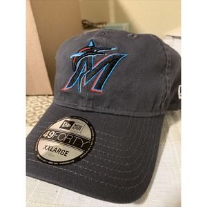 Miami Marlins MLB Baseball New Era 49Forty XXtraLarge XXL Fitted Grey Hat Cap